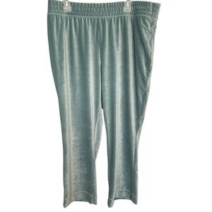 Isaac Mizrahi Live Women's Soho Regular Ribbed Velour Straight Leg Pant Teal 1XP